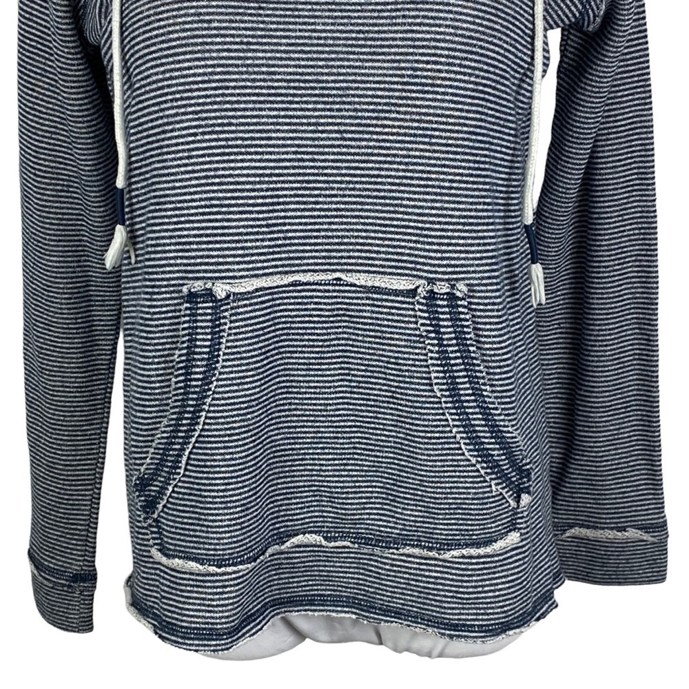 Ocean Drive Striped Hooded Drawstring Sweatshirt Women's Small Navy Blue White - Picture 4 of 10